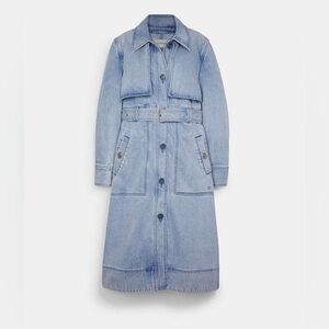 Coach Light Blue Denim Trench Coat